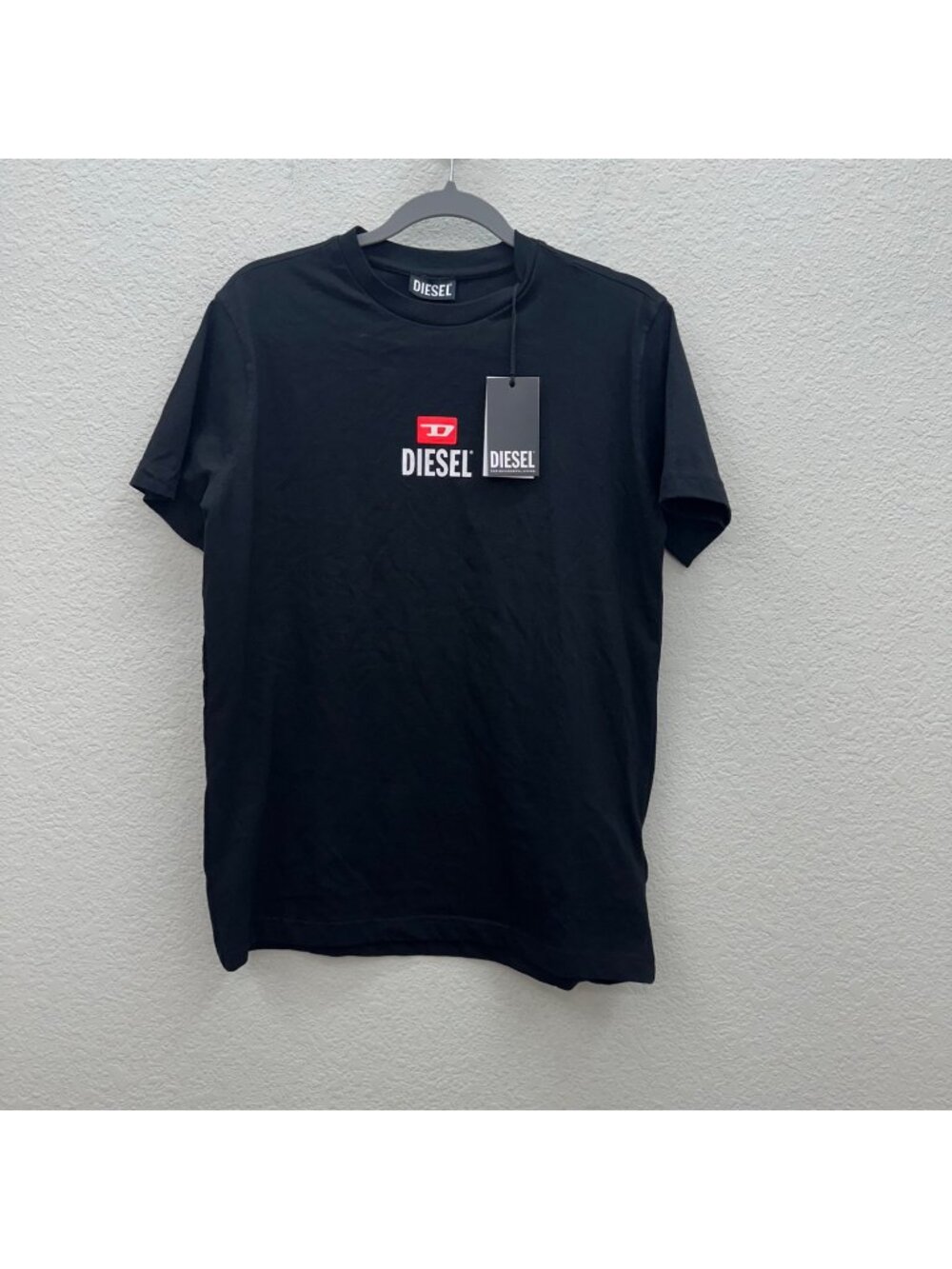 Diesel New D Logo Black Cotton Short Sleeve T Shirt A11184 Mens size Medium NEW
